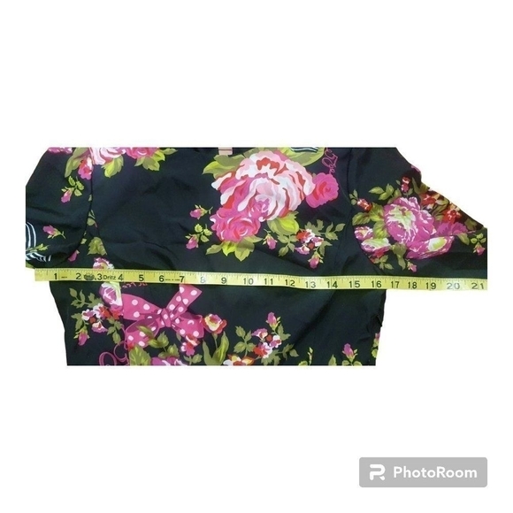 Betsey Johnson Black Floral Bell Sleeve Dress - Size 2 - Picture 11 of 11